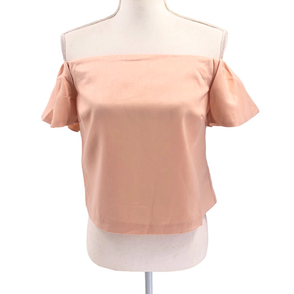 Lucy Paris NEW Womens Size Medium Off-the-Shoulder Blouse in Metallic Blush Pink - Picture 1 of 7